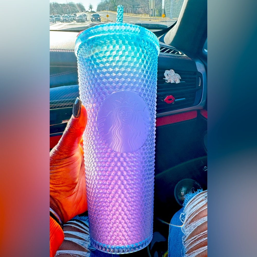 Ombré spiked blue and purple Starbucks tumbler